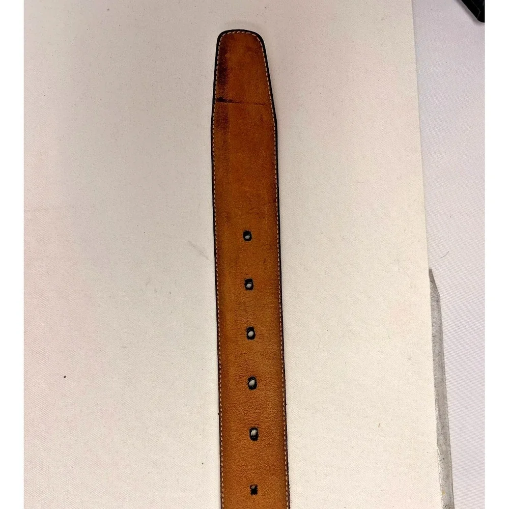 Mezlan Brown Green Leather Croc Embossed Belt Size 44 Made in Spain Men's M